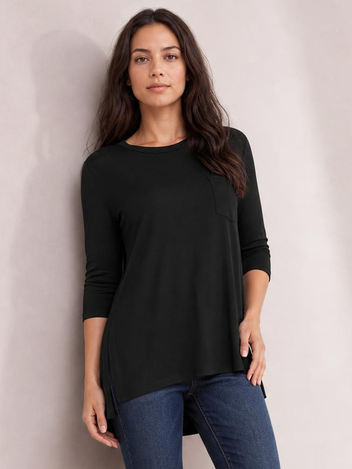 Round Neck Pocketed T-Shirt · Studio Prop Pose
