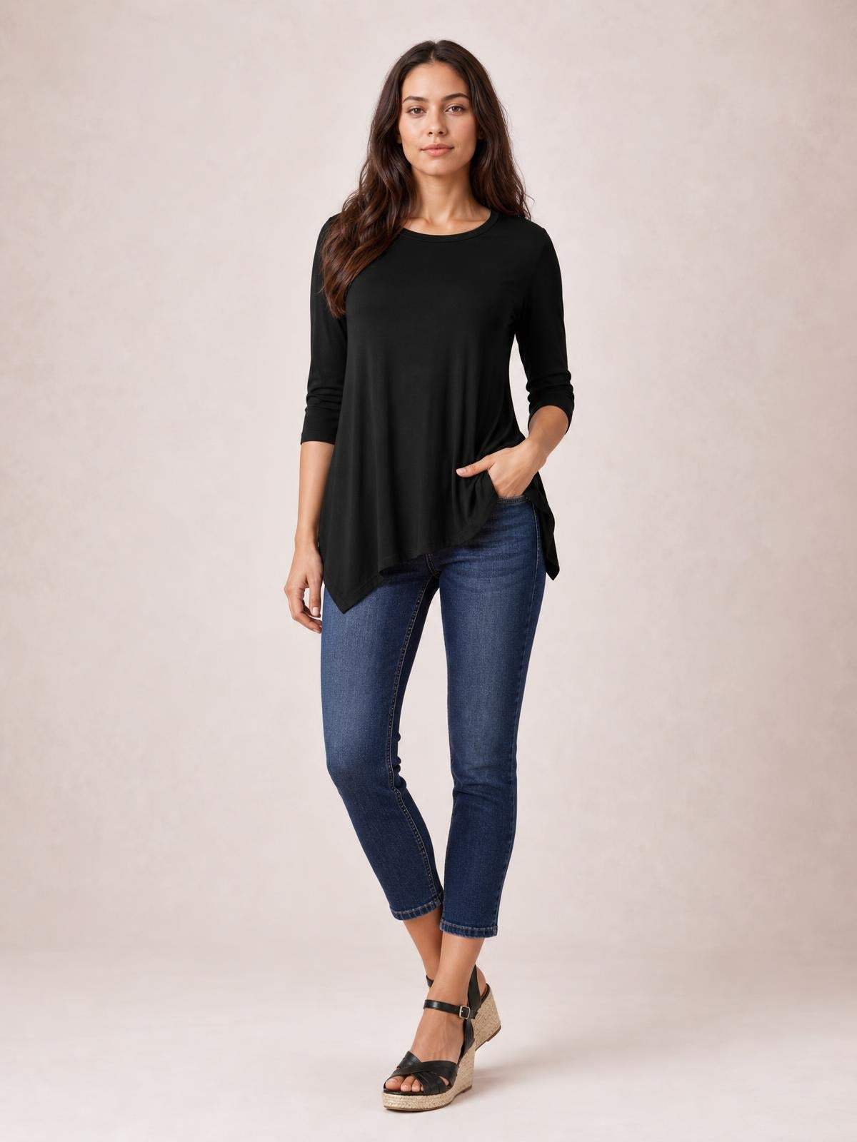 Round Neck Pocketed T-Shirt · Hero Full Body