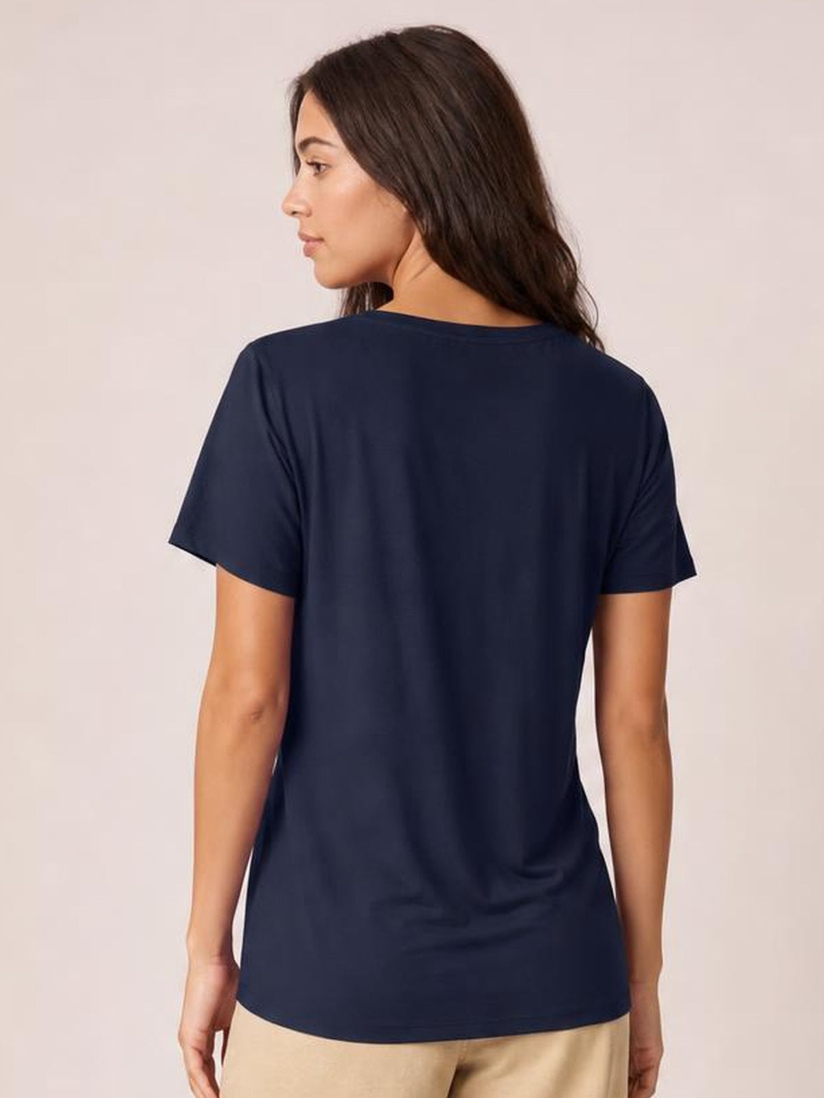 Round Neck Short Sleeve T-Shirt · Back View