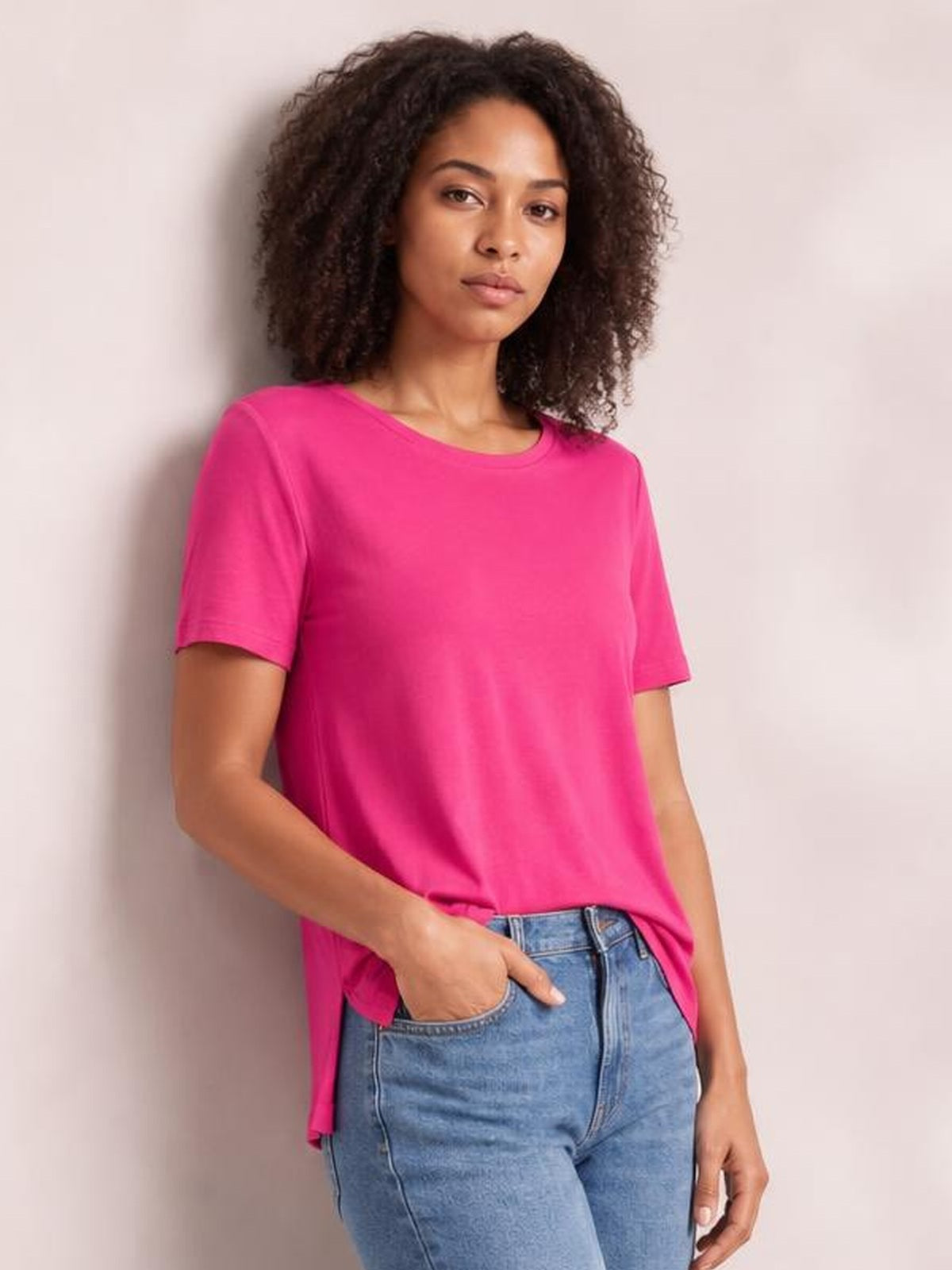 Round Neck Short Sleeve T-Shirt · Studio Prop Pose