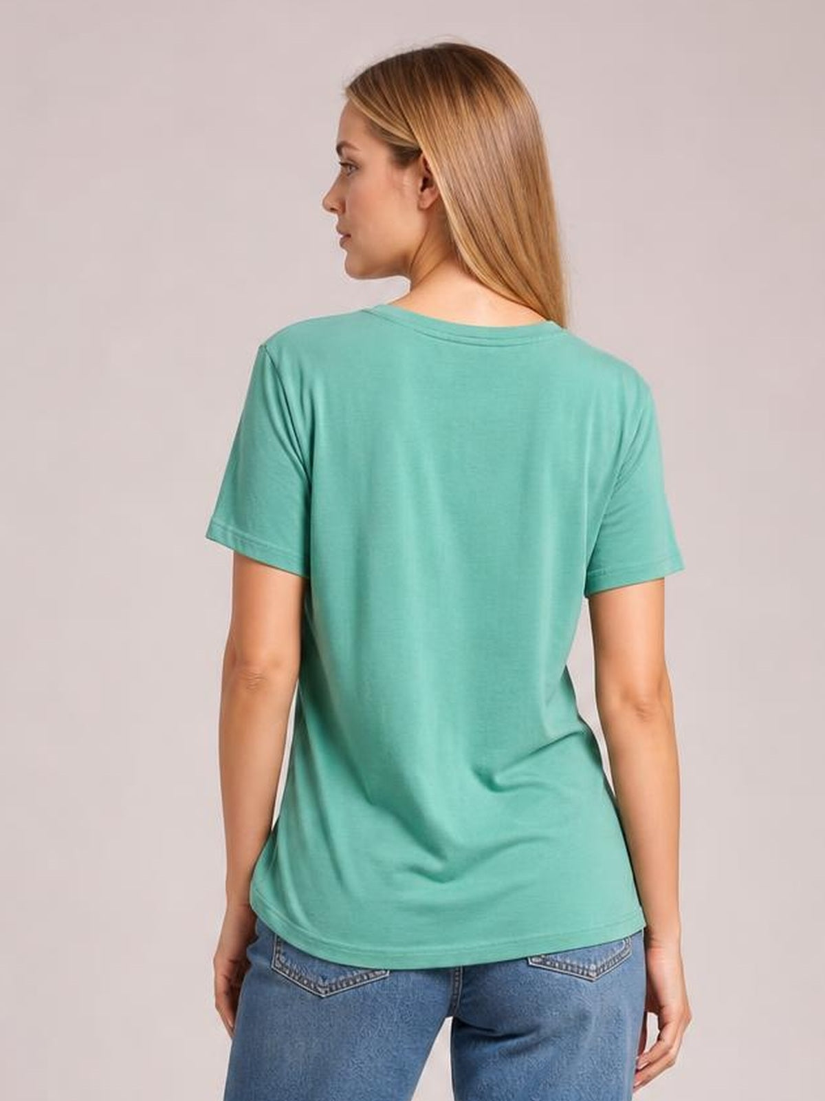 Round Neck Short Sleeve T-Shirt · Back View