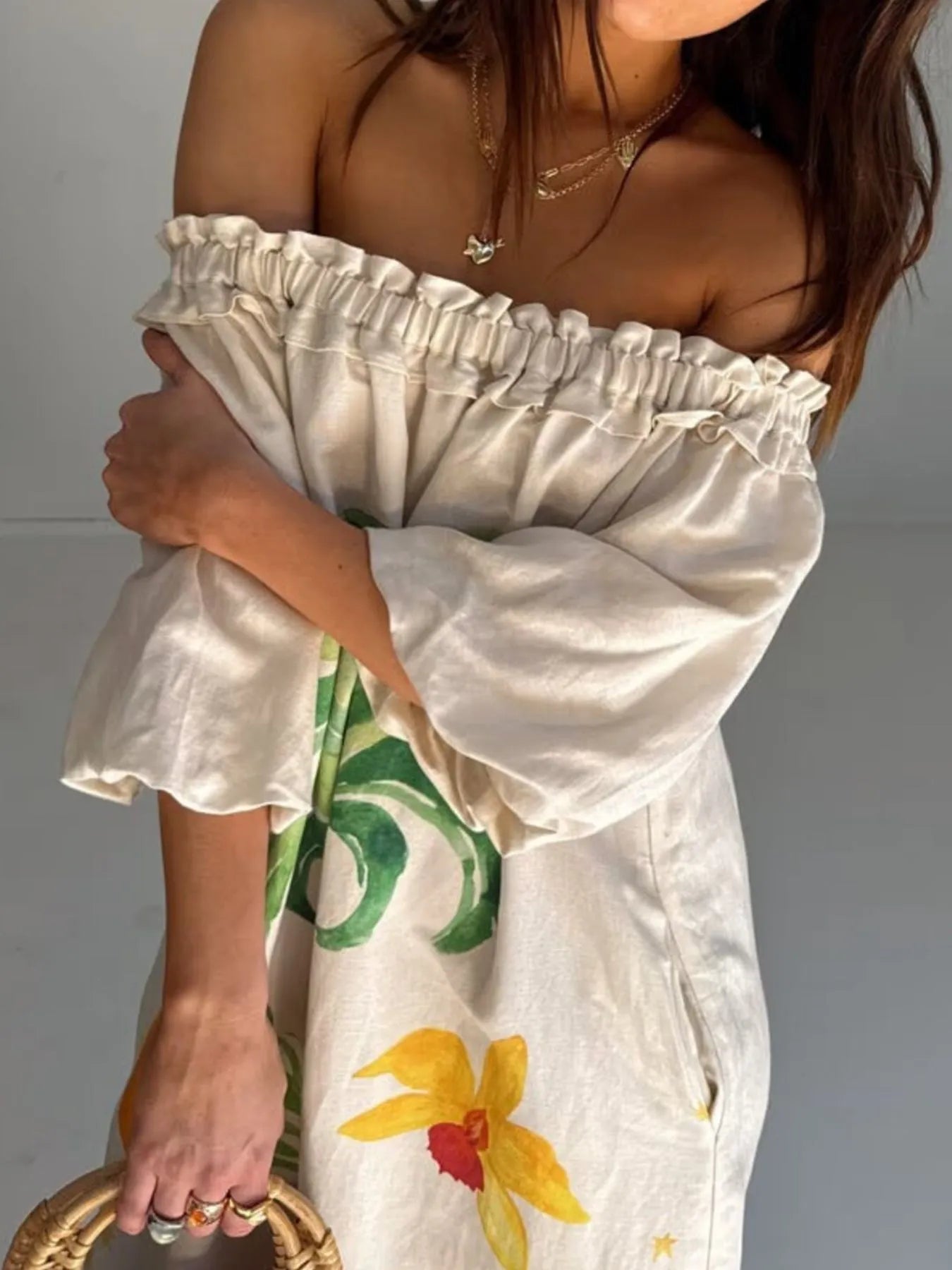 Frill Sleeveless Drop Waist Mini Dress with Mesh and Tiered Skirt.