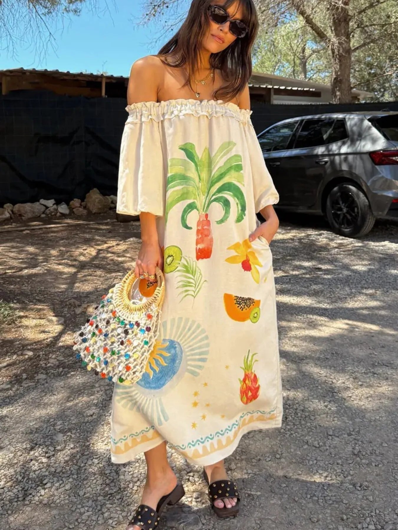 Frill Sleeveless Drop Waist Mini Dress with Mesh and Tiered Skirt.