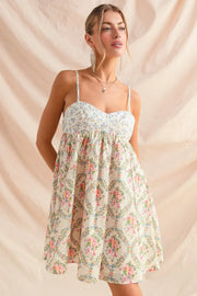 Multi Floral Square Neck Puff Sleeve Maxi Dress with Pockets.
