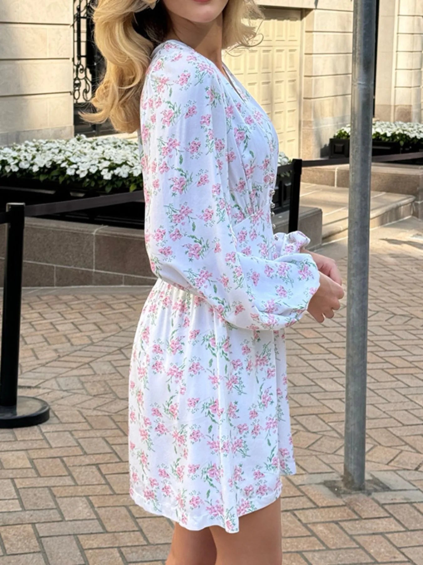 Floral Print Bodycon Cami Dress with Lace Trim.