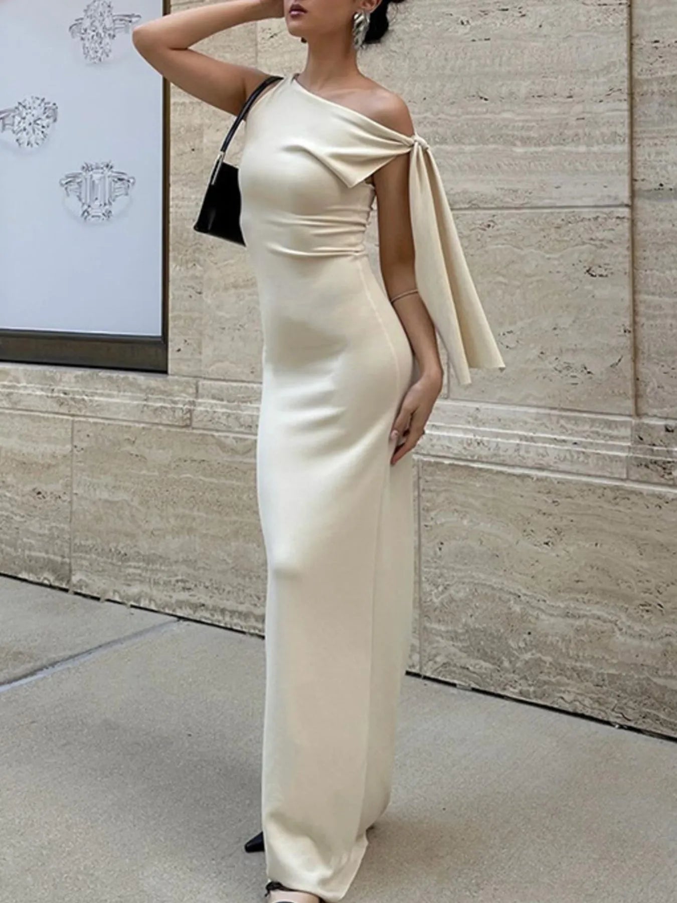Asymmetrical Tied Sleeveless Maxi Dress.