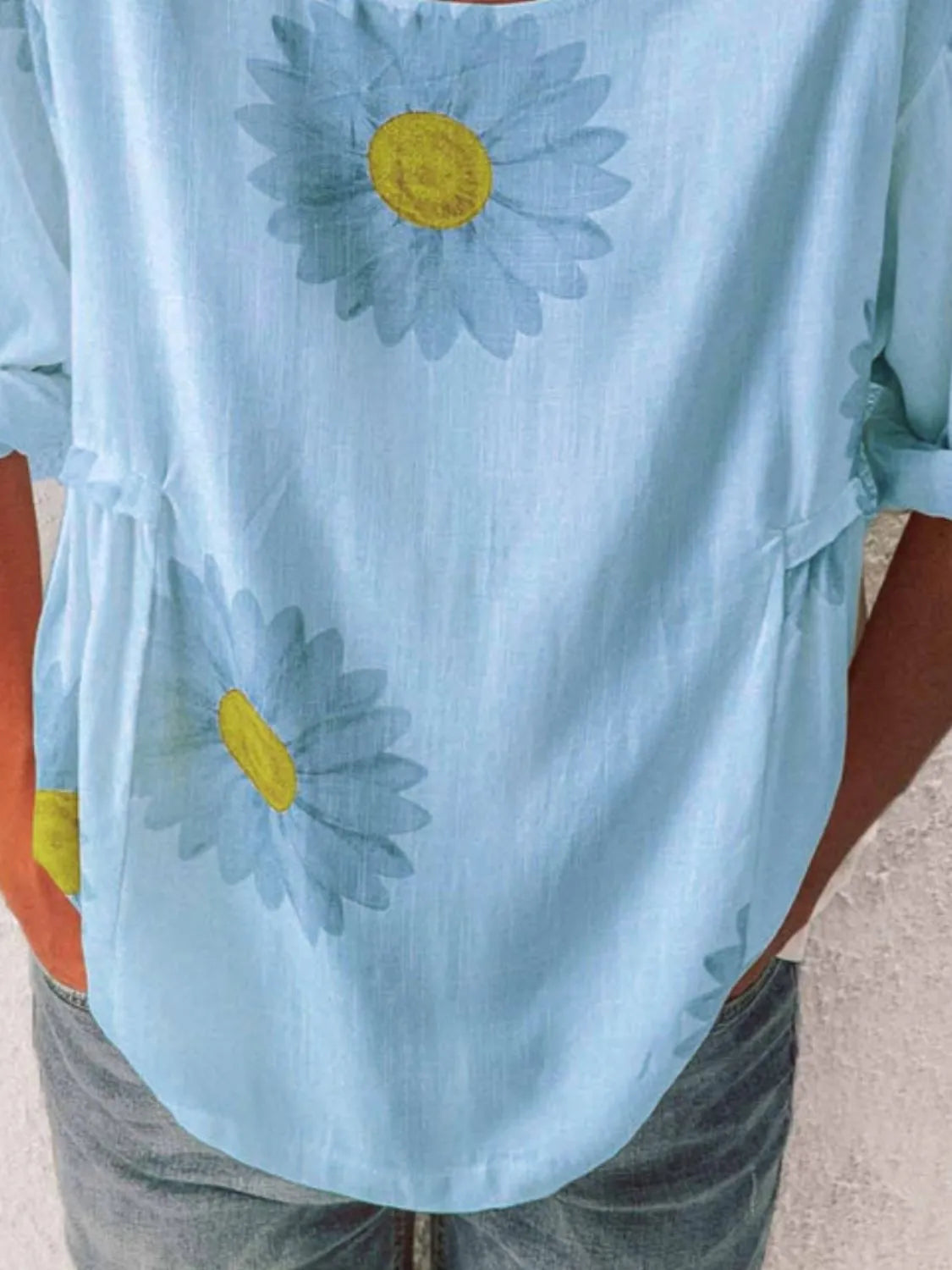 Flower Round Neck Half Sleeve T-Shirt Plus Size