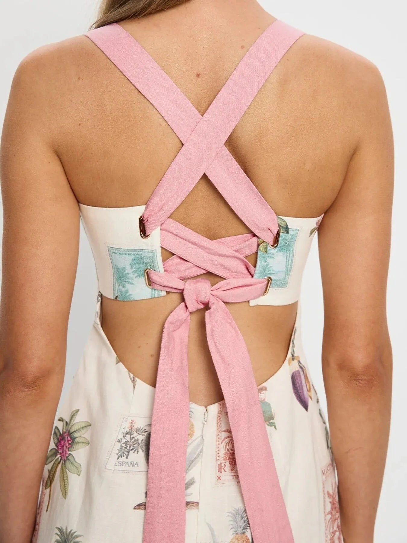 Printed Square Neck Puff Sleeve Dress - Smocked.