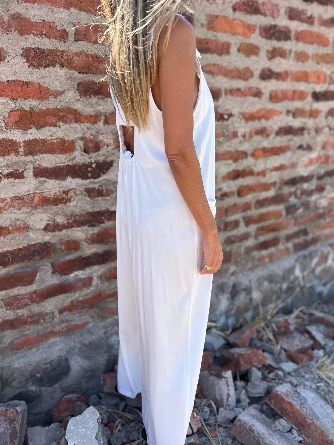 Plus Size Button-Front Wide Leg Jumpsuit with Pockets.