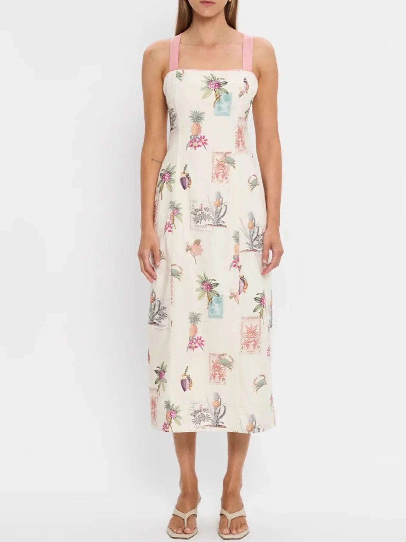 Printed Square Neck Puff Sleeve Dress - Smocked.