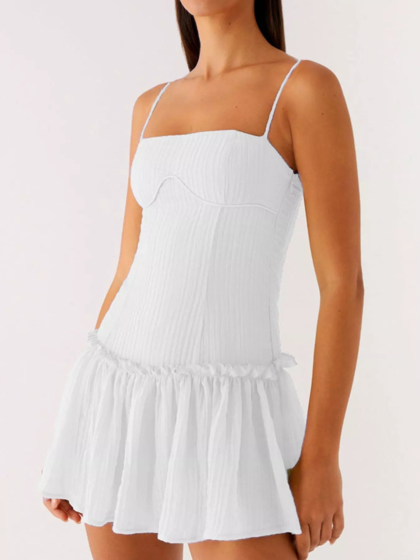 Ruffle Sleeve V-Neck Tiered Midi Dress - Smocked.