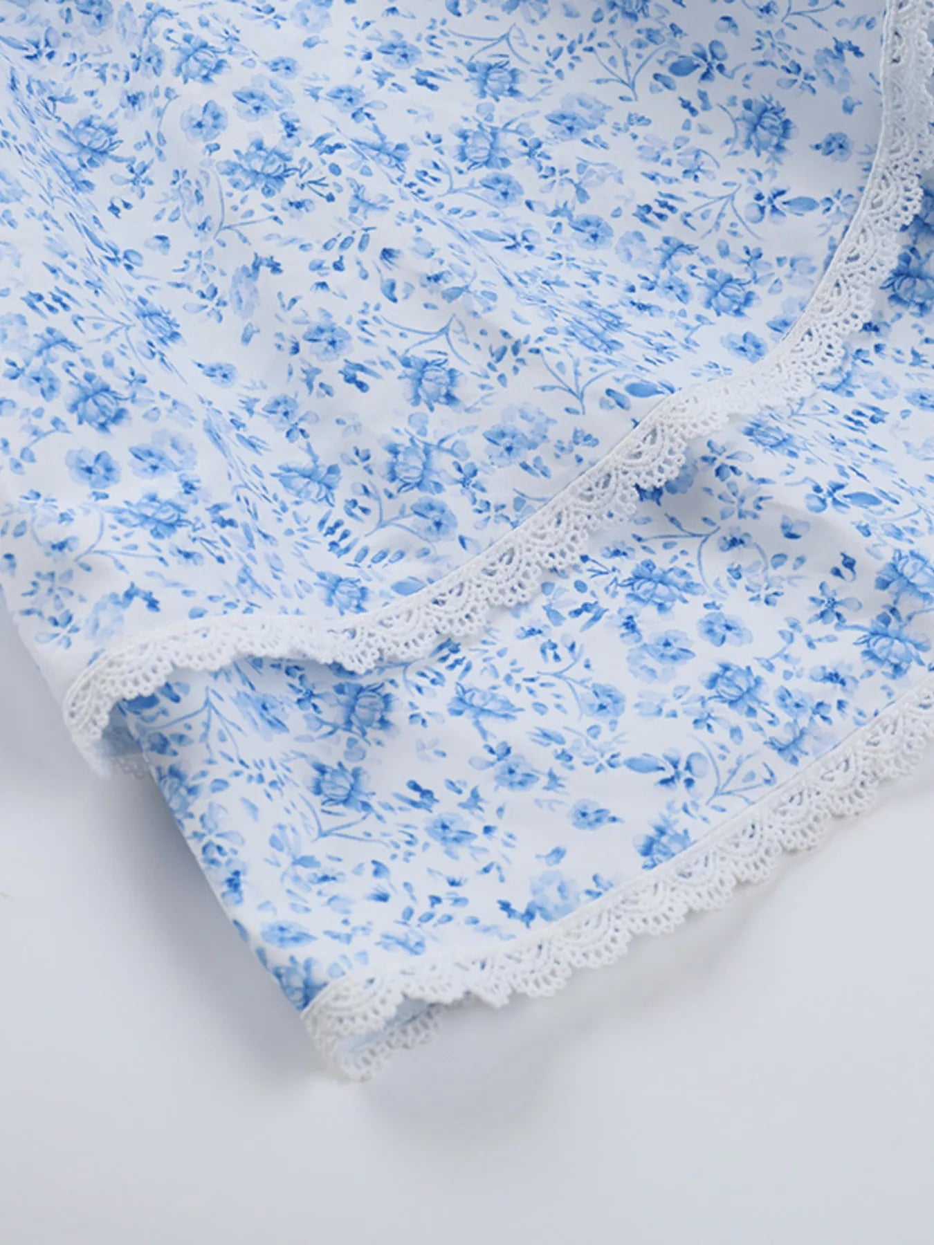 Umgee Ruffled Printed Puff Sleeve Mini Dress - V-Neck.