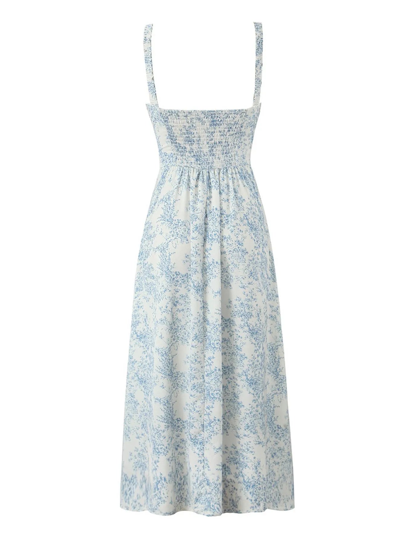 Floral Print Midi Cami Dress - Lace-Up & Ruched.