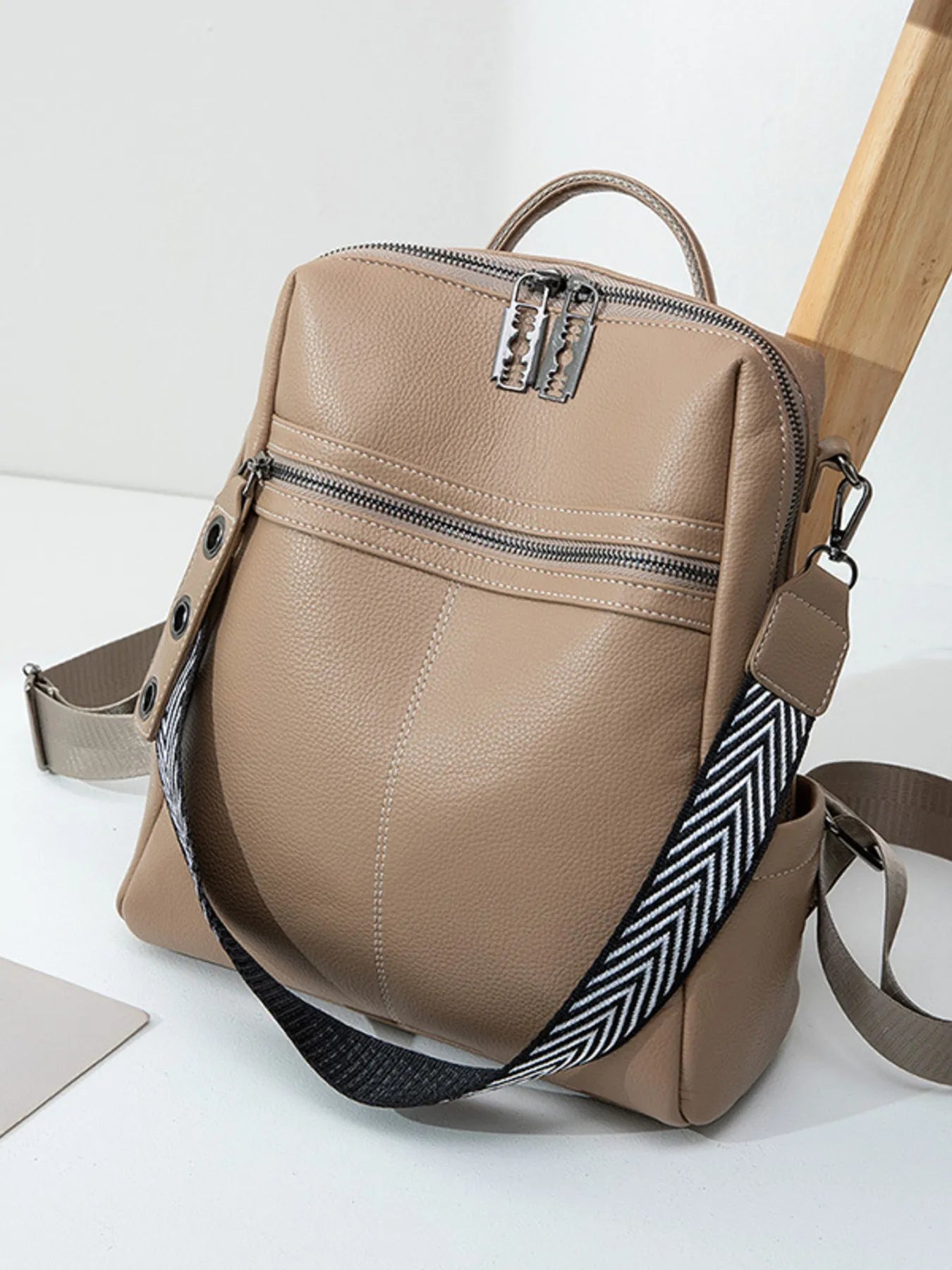 Leather Multi-Compartment Backpack Bag - Medium.