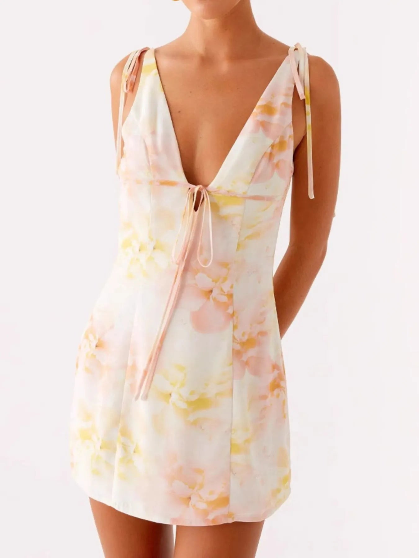 Printed Halter Neck Backless Maxi Dress with Slit.