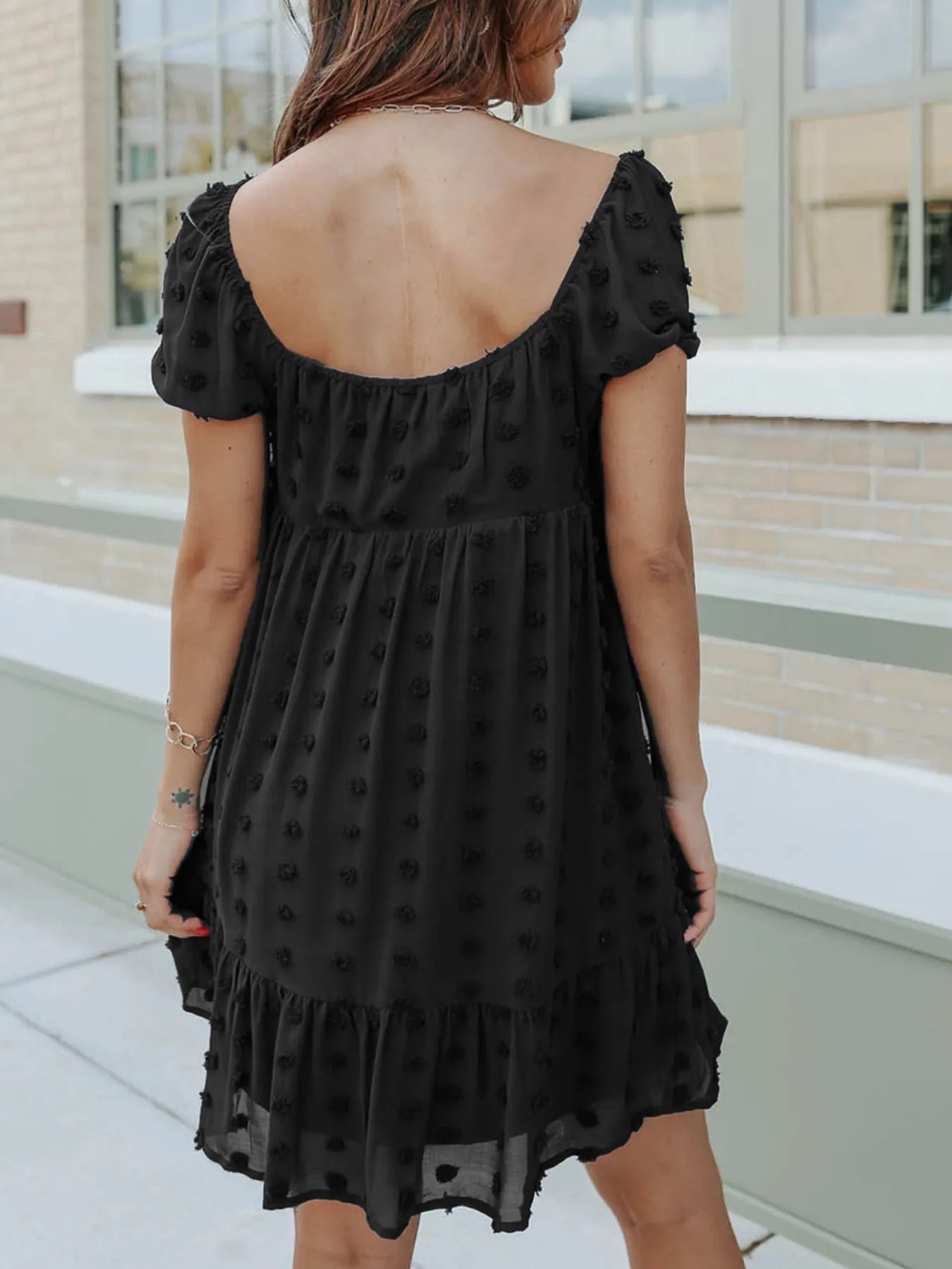 Swiss Dot V-Neck Cami Dress - Crisscross Back.