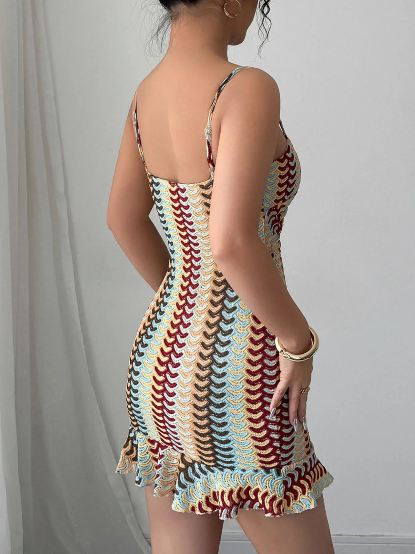 Cutout Ruffled Hem Cami Dress - Twisted Detail.