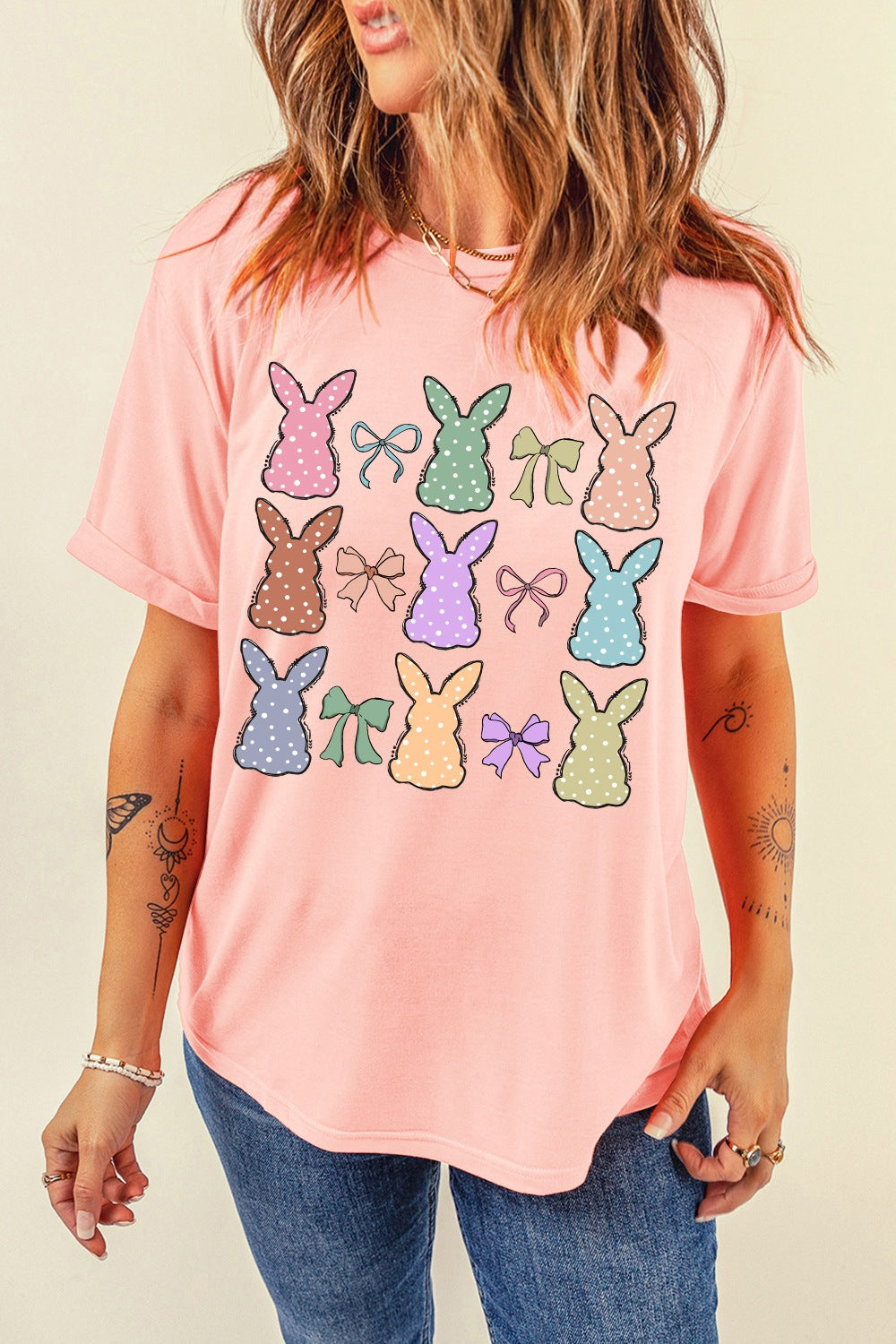 Dotty Bunny Bow Graphic Short Sleeve T-Shirt