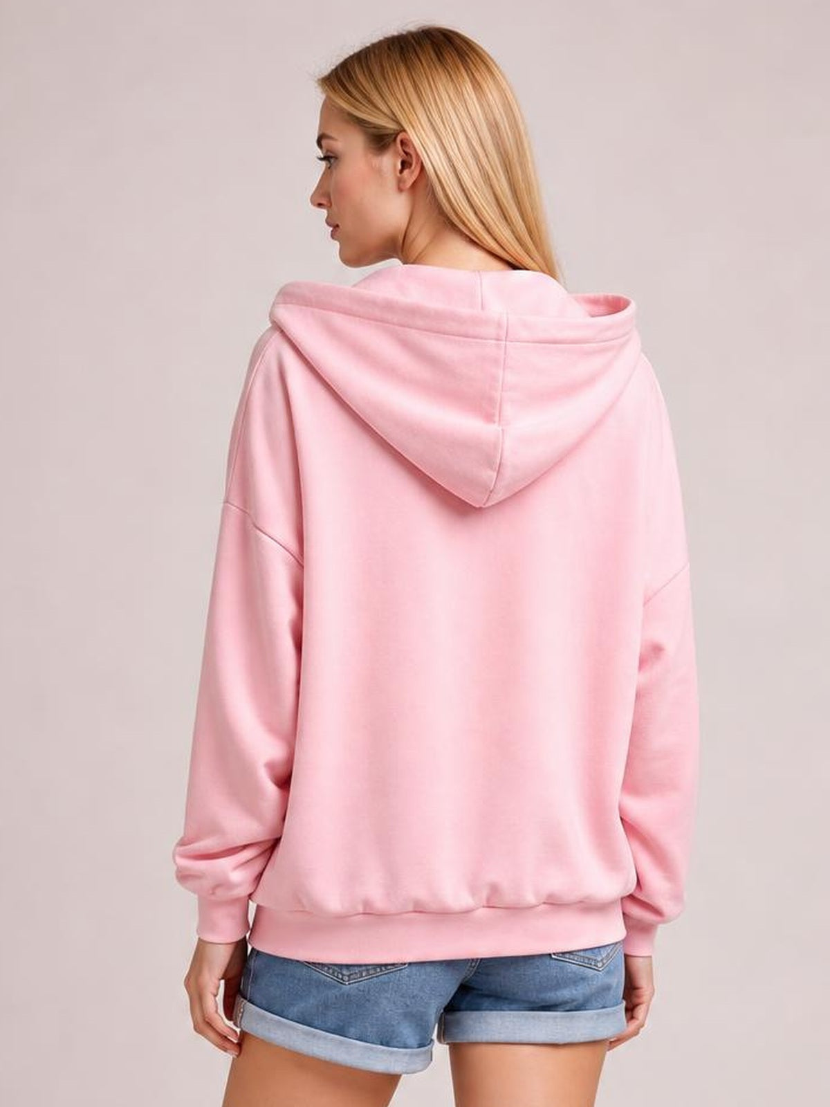 Drawstring Long Sleeve Hoodie · Rule Full Body - Back View · Full / Three-Quarter