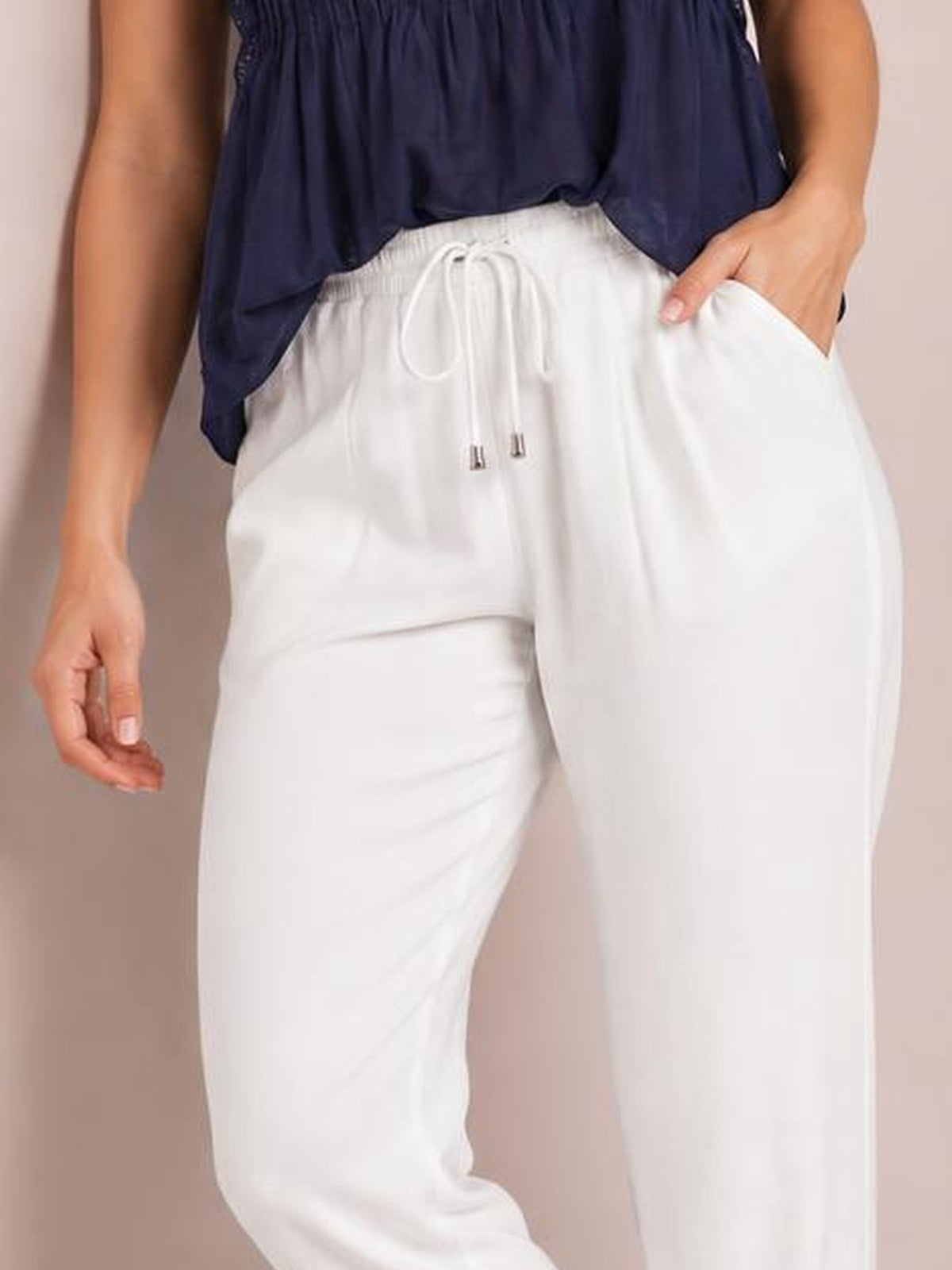 Drawstring Paperbag Waist Cropped Joggers · Medium Editorial · Knee / Thigh Up