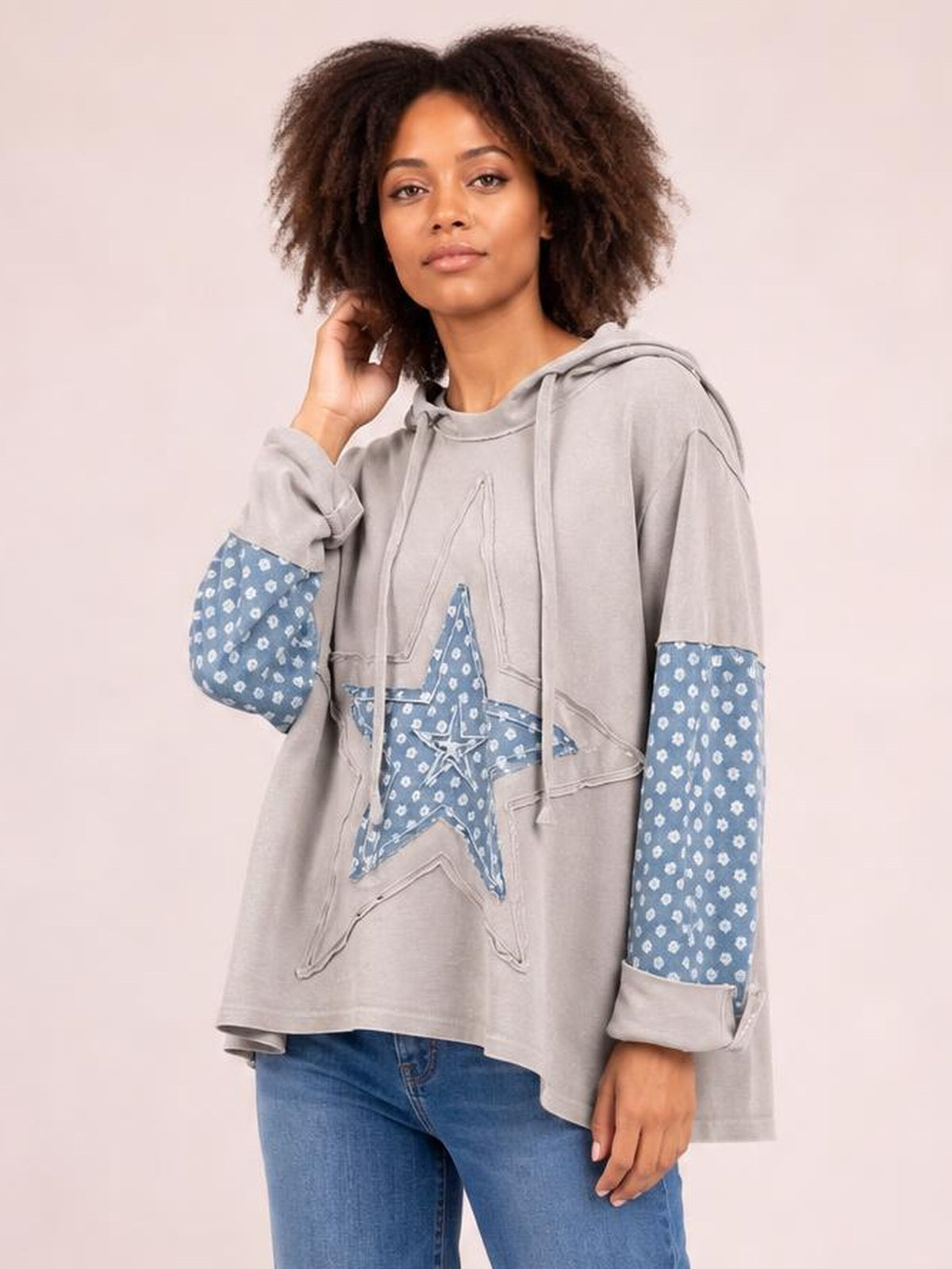 Drawstring Star Long Sleeve Hoodie · Rule Full Body - Medium / Three-Quarter