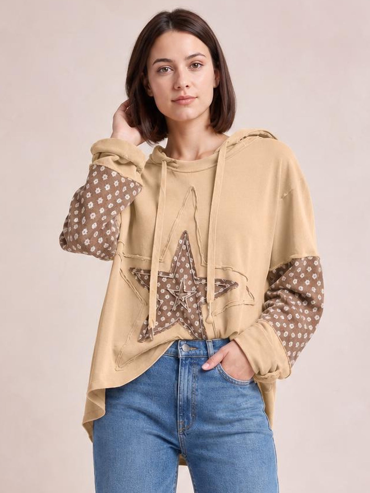 Drawstring Star Long Sleeve Hoodie · Rule Full Body - Medium / Three-Quarter
