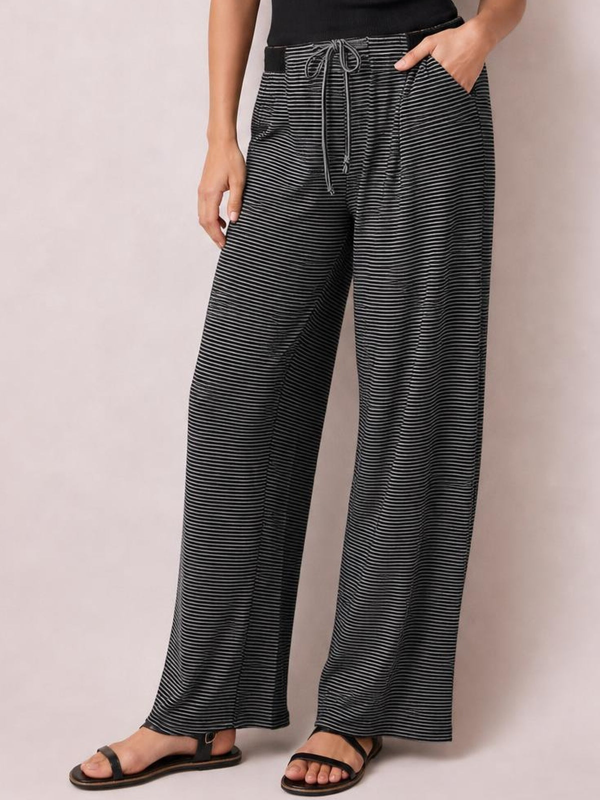 Drawstring Striped Wide Leg Pants · Studio Prop Pose