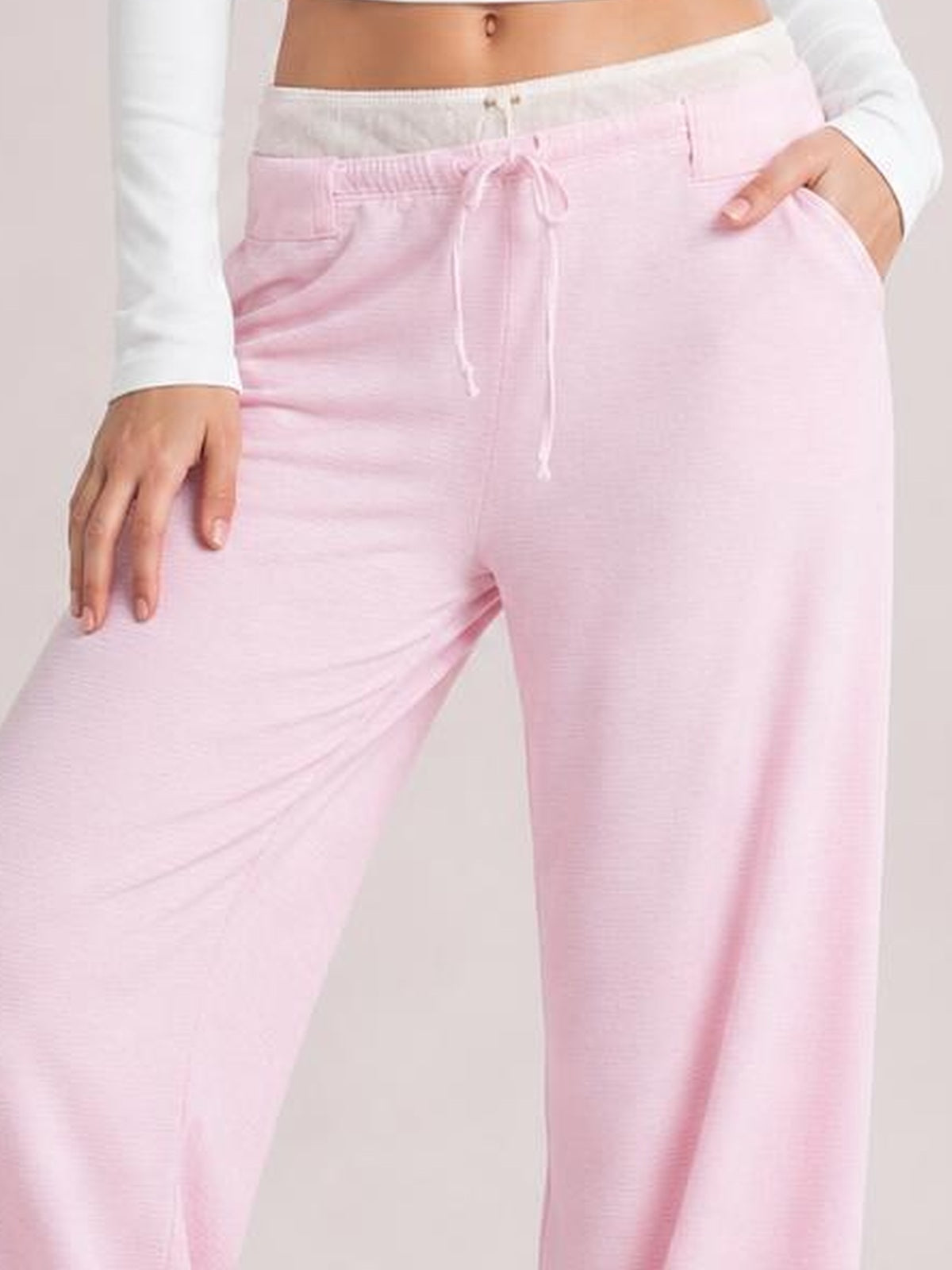 Drawstring Striped Wide Leg Pants · Studio Prop Pose