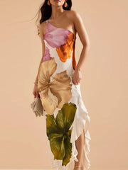 Floral Print Sleeveless Maxi Dress.