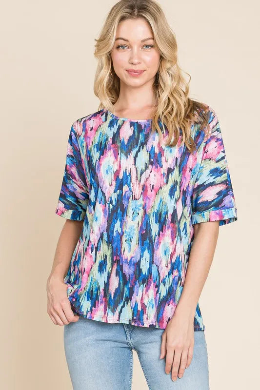 Lightweight Contrast Round Neck Short Sleeve T-Shirt