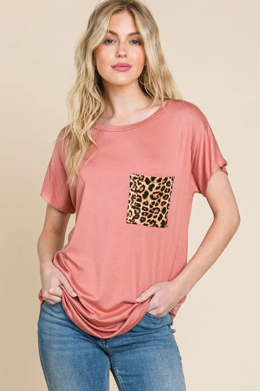 Leopard Chest Pocket Tee
