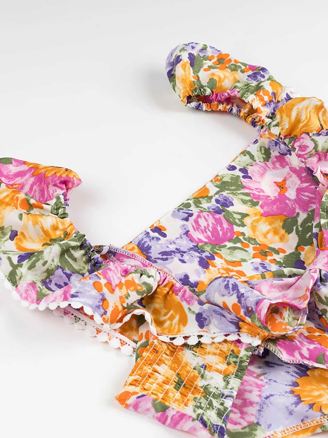 Floral Print Ruffled Midi Dress with Pockets - Smocked & Tiered.