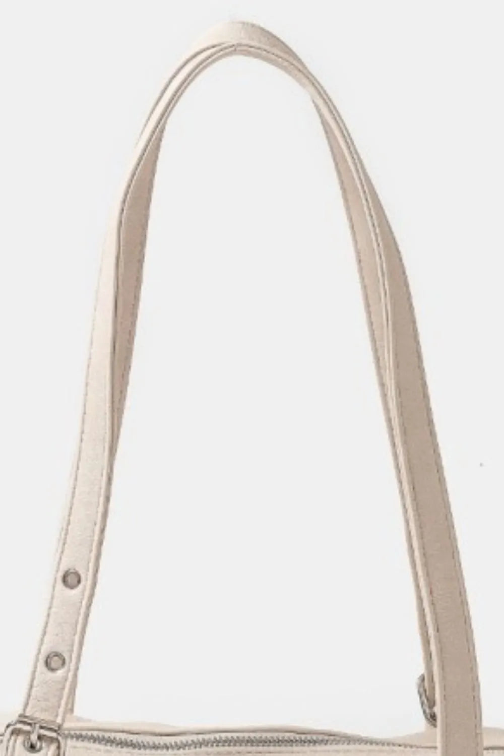 Multi Grommet Belt Strap Rustic Rectangular Hand Bag - Nude.