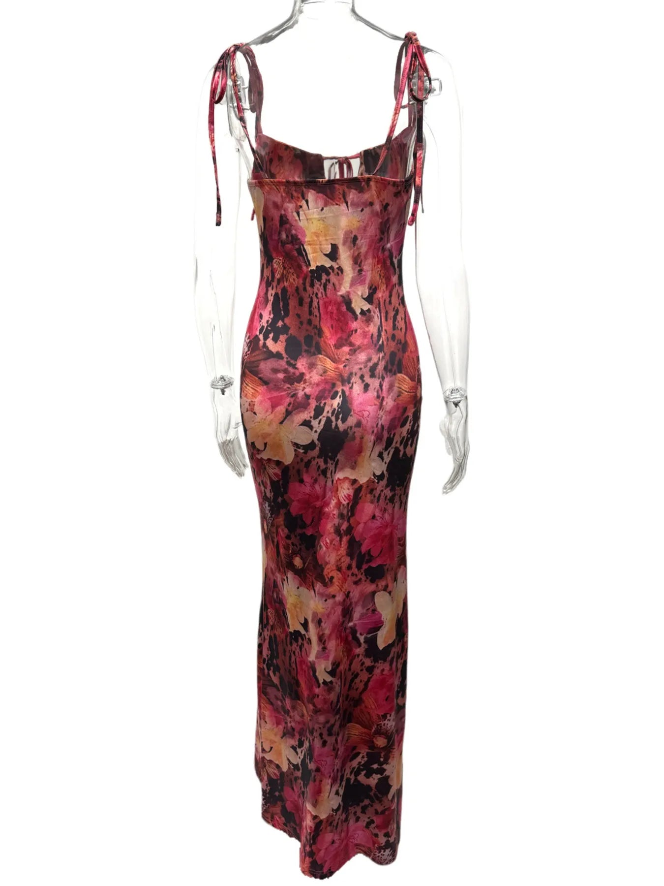 Tied Back Printed Maxi Dress - Flowy.