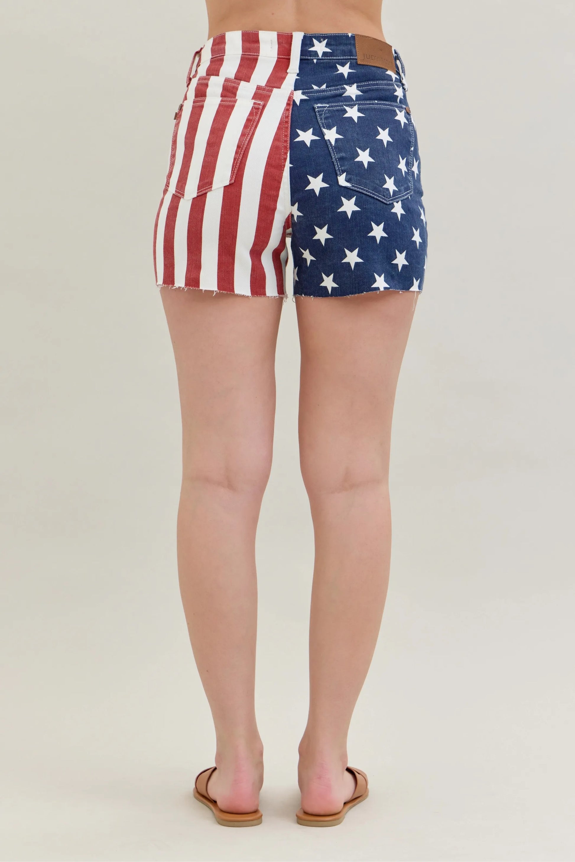 High Waist Americana Flag Fray Hem Shorts Plus Size