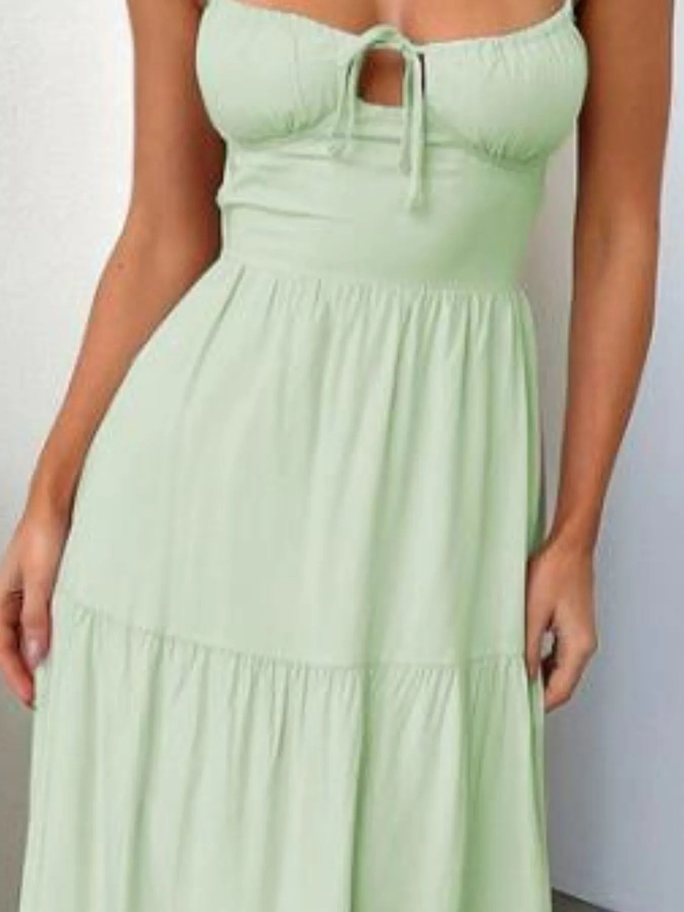Tiered Maxi Cami Dress with Ruffled Hem - Backless & Tied.