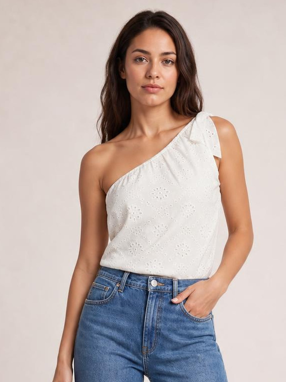 Eyelet One Shoulder Tank · Hero Full Body