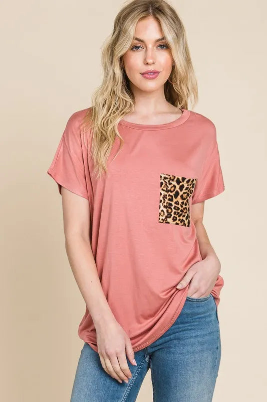 Leopard Chest Pocket Tee