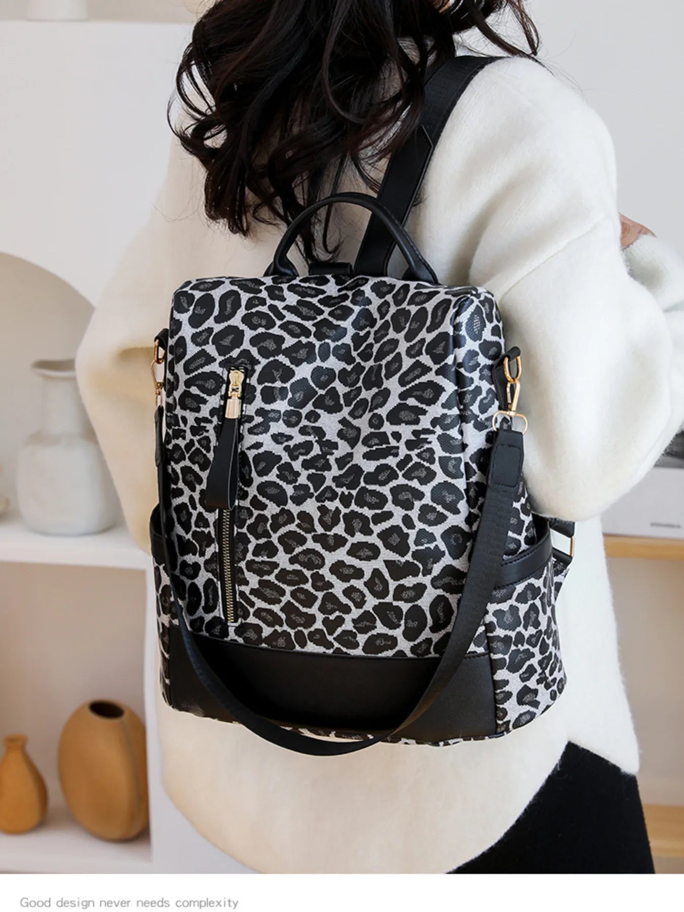 Leopard Print Backpack Bag - Medium.