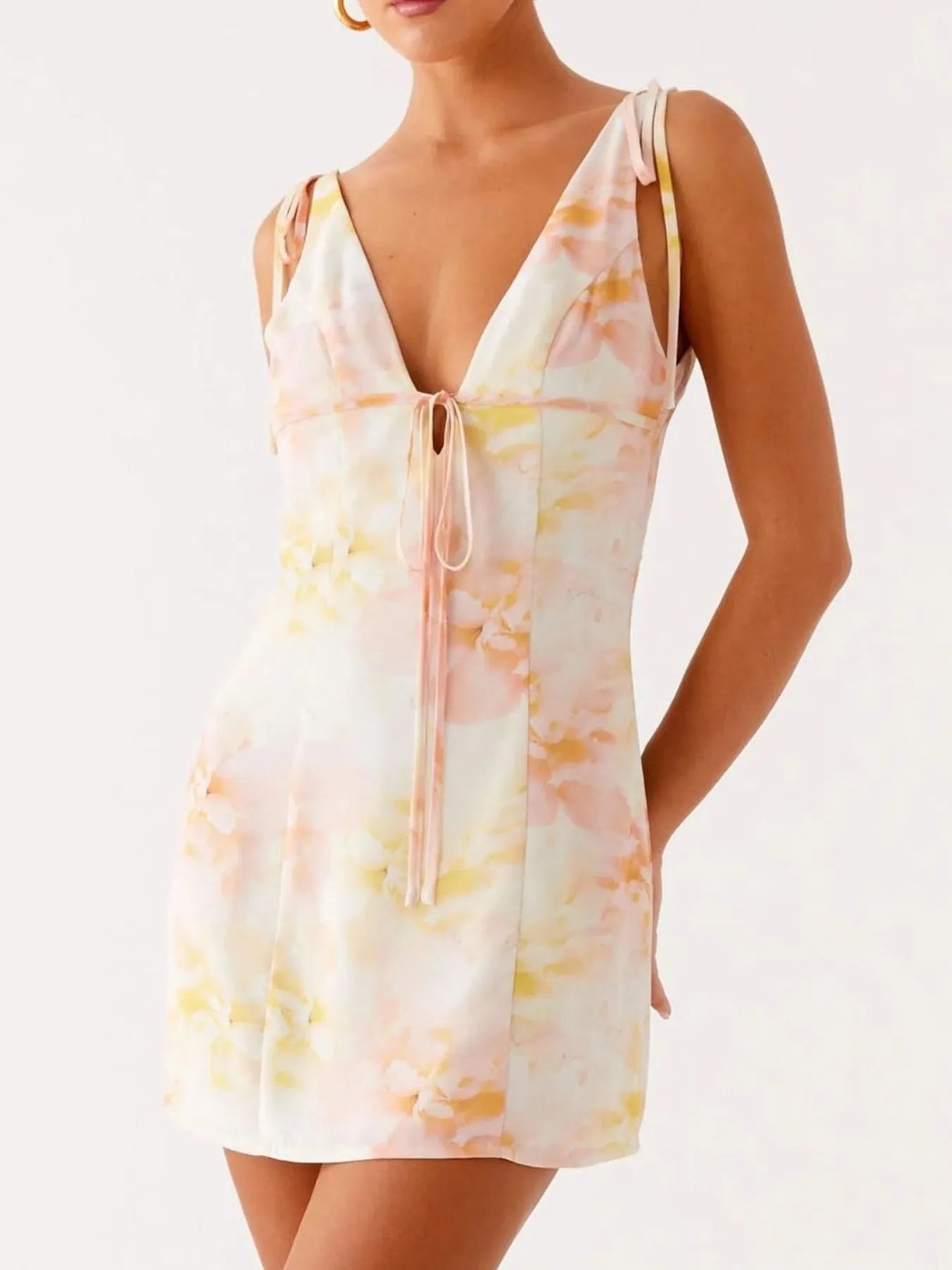 Printed Halter Neck Backless Maxi Dress with Slit.
