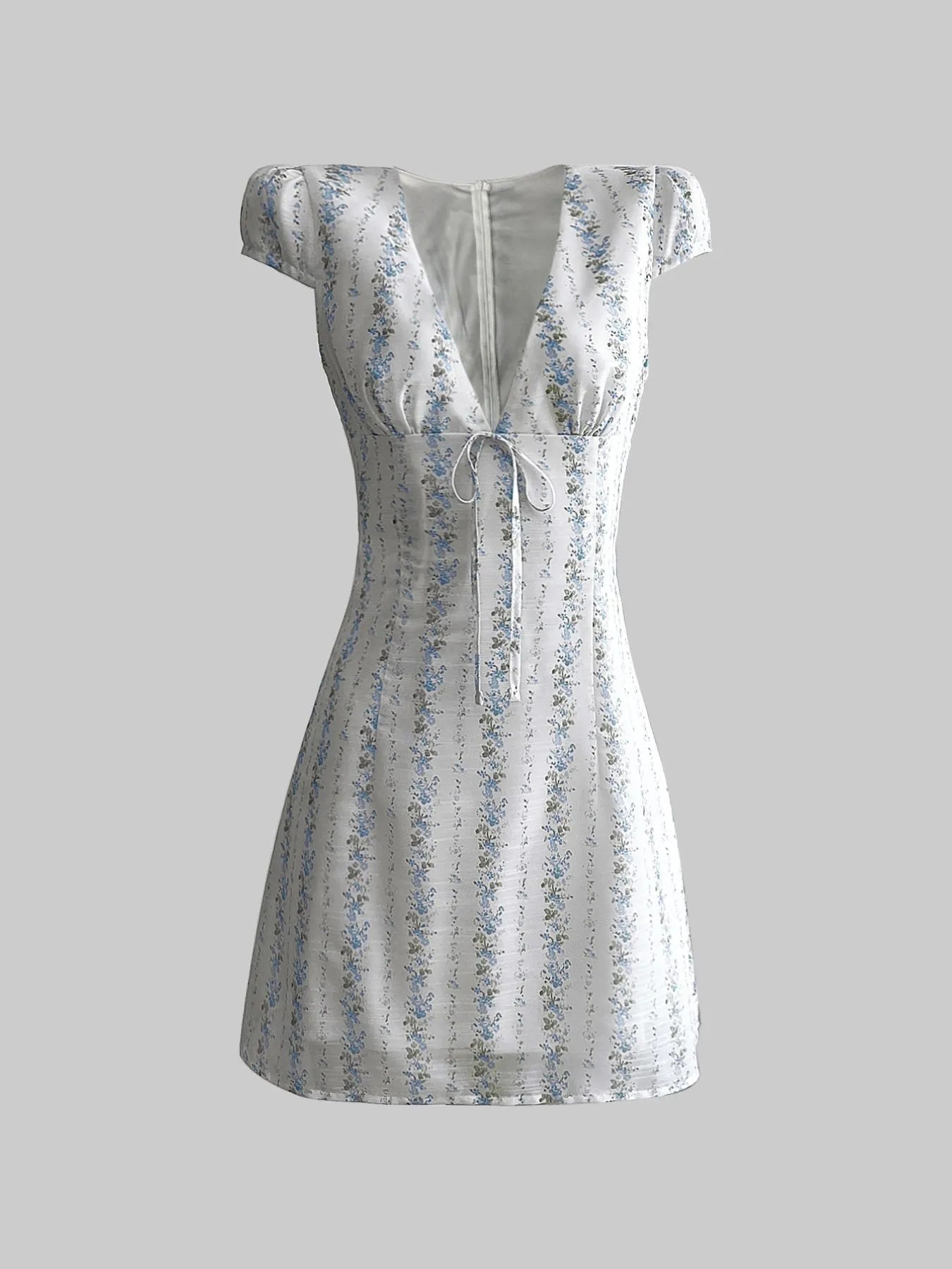 Floral Trim Bodycon Dress with Tie Detail.