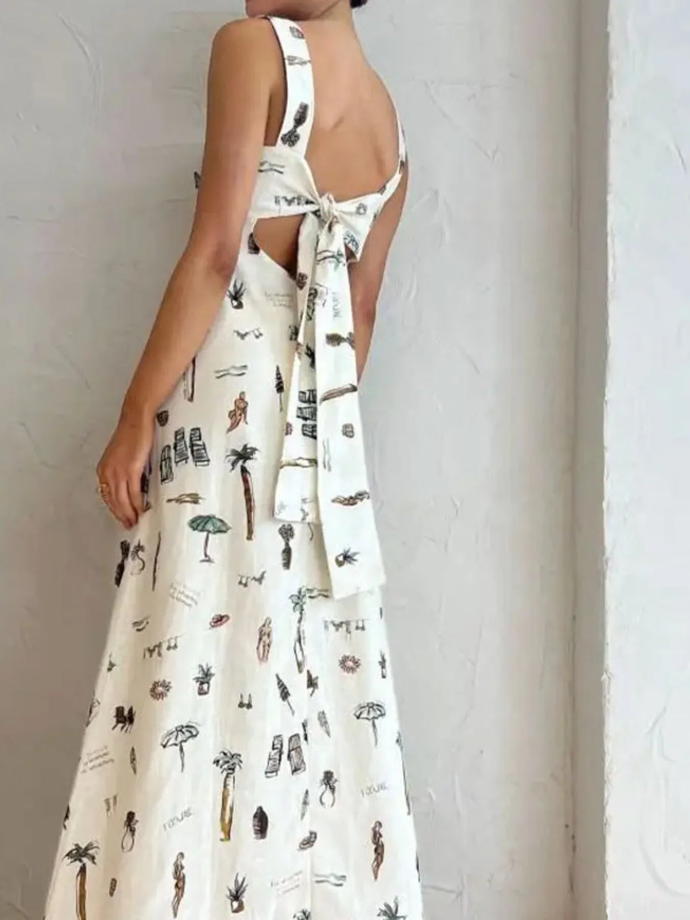 Printed Surplice Half Sleeve Dress - Ruffled & Belted.