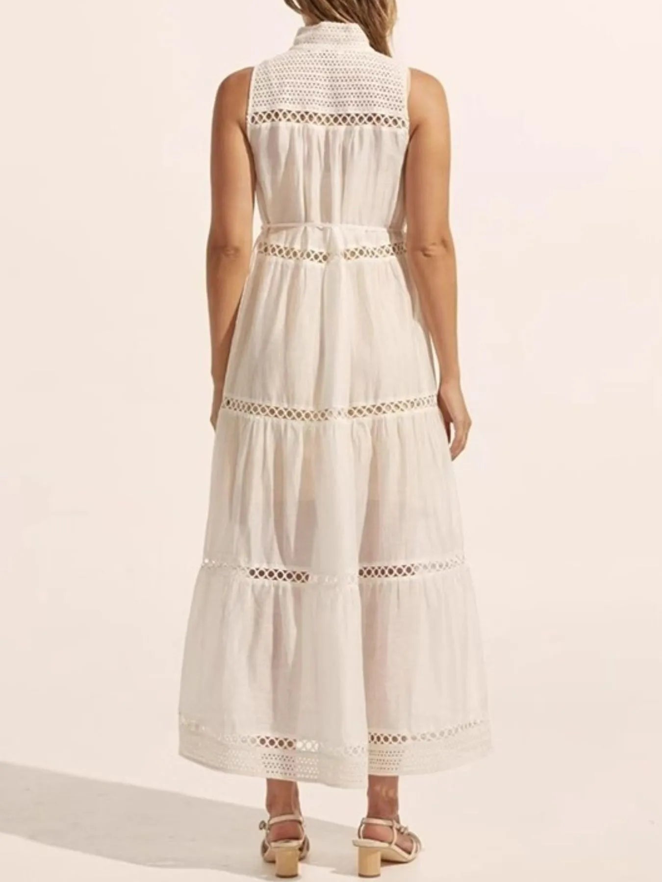 Lace Detail Contrast Trim Mini Cami Dress - Tied.