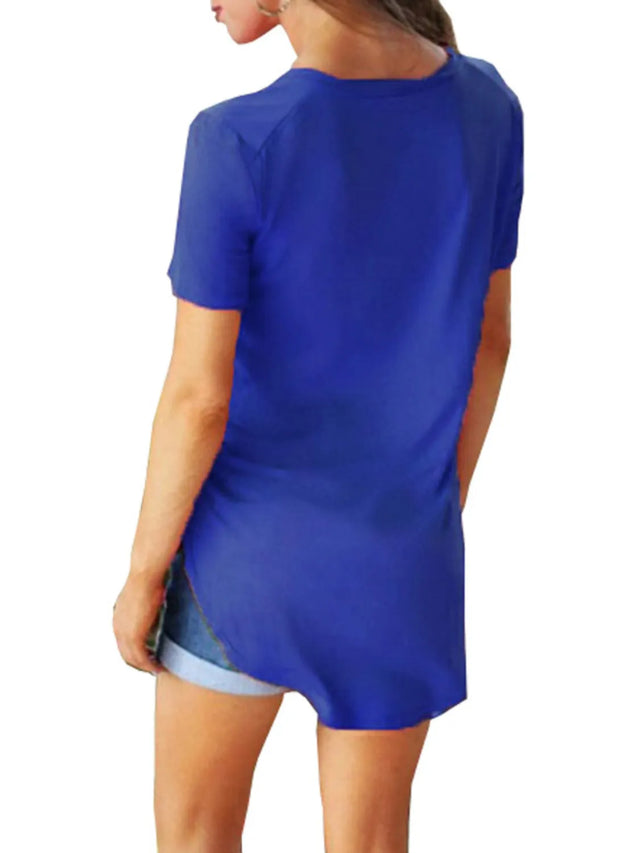 Solid V-Neck Short Sleeve T-Shirt Plus Size