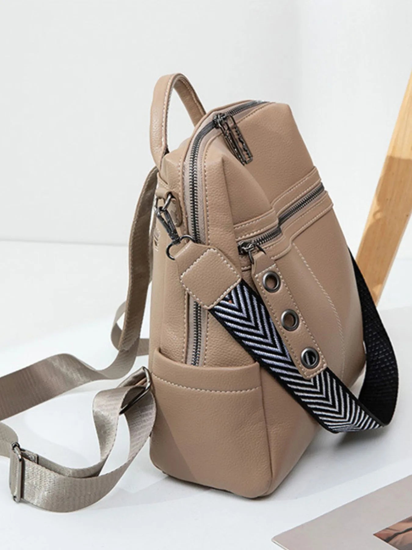 Leather Multi-Compartment Backpack Bag - Medium.