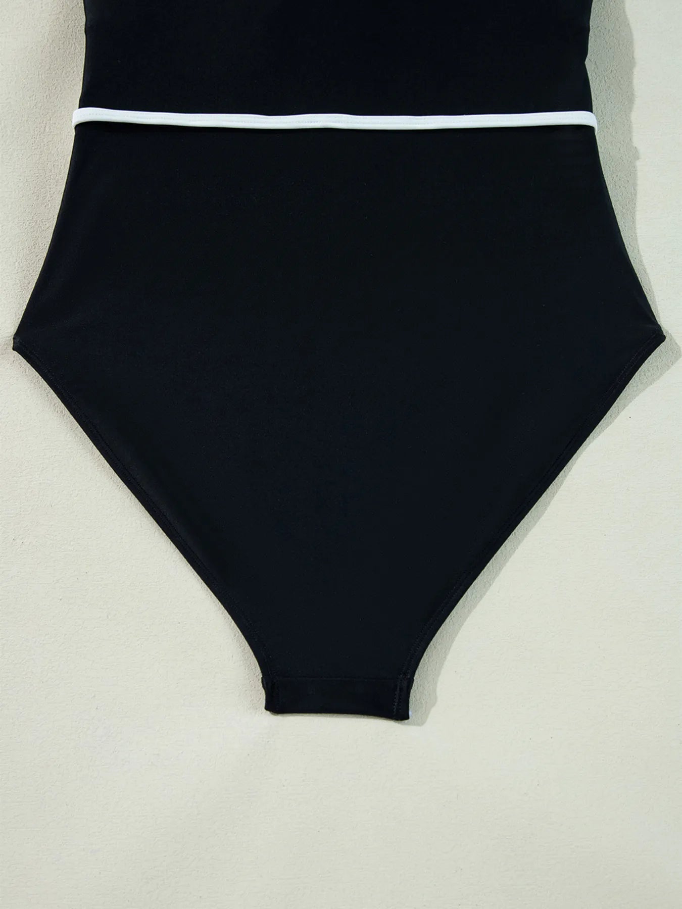 Ruffle Trim V-Neck One-Piece Swimsuit with Removable Padding.