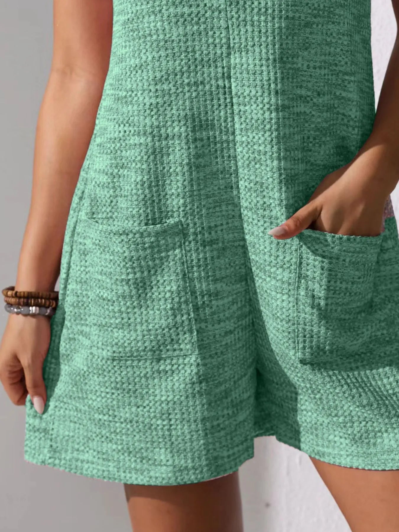 Plus Size Button Front Romper with Pockets.