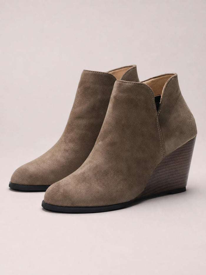 Women's Wedge Heel Ankle Boots with Side Zip