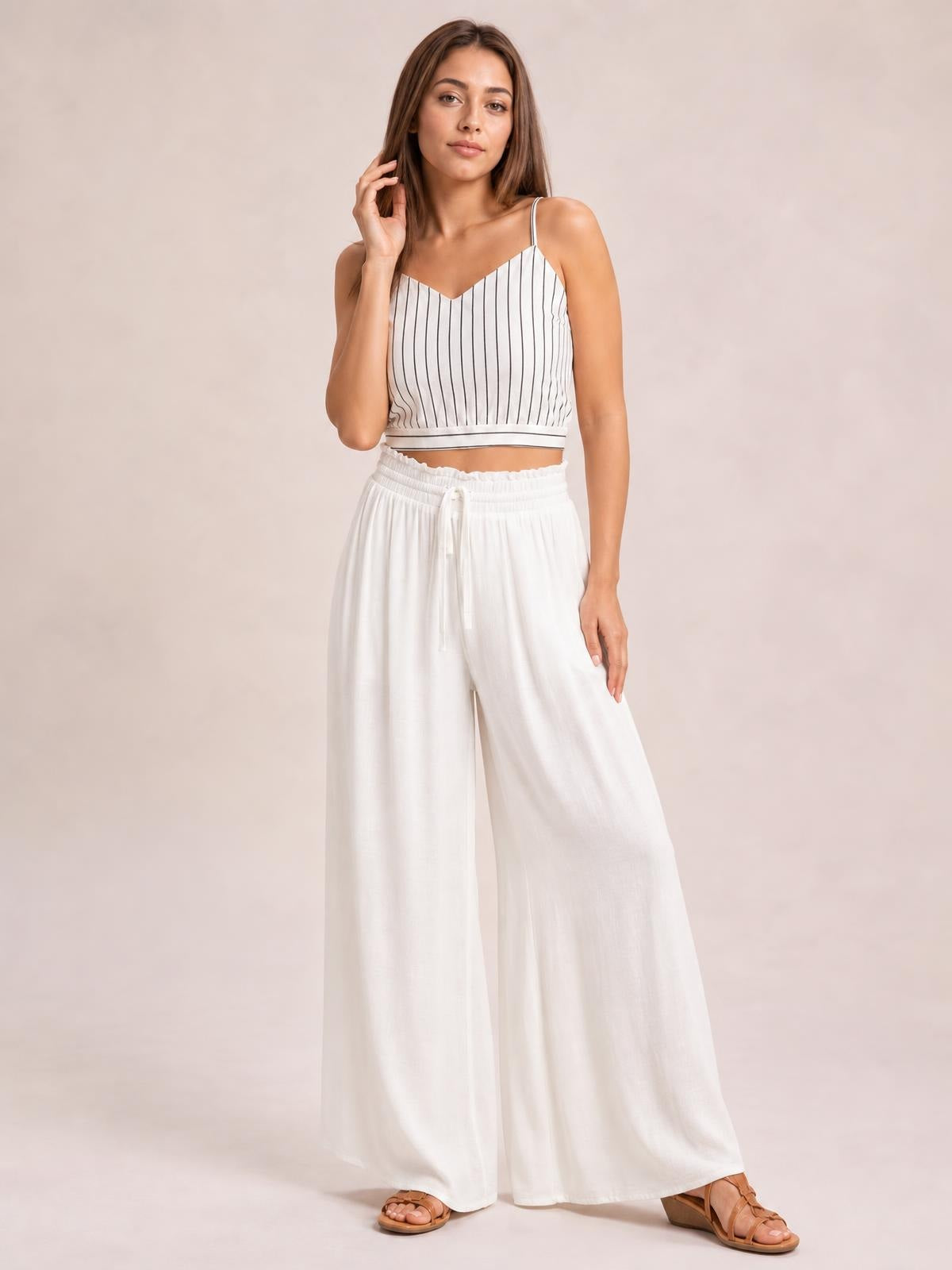 High Waist Wide Leg Pants · Medium / Three-Quarter
