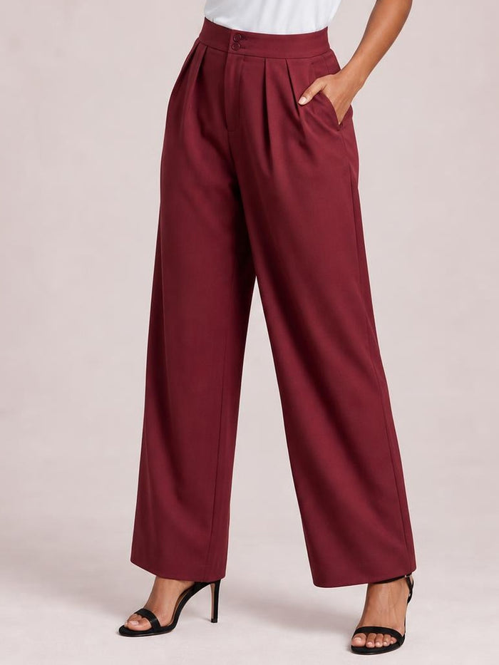 High-Waisted Pleated Wide-Leg Pants